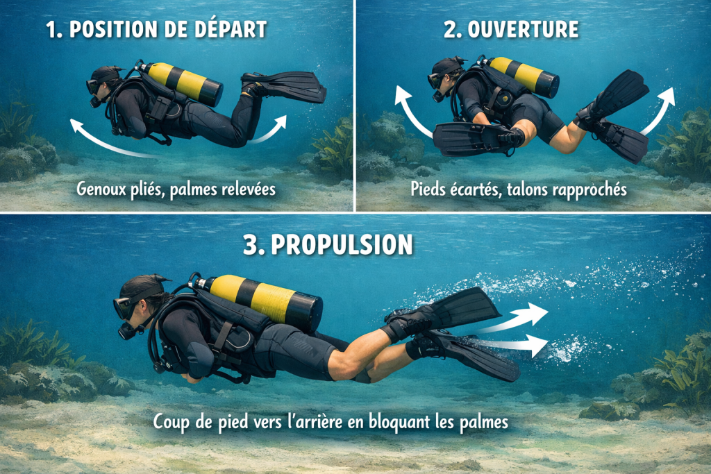 Représentation du "Frog Kick"